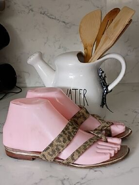 MANOLO BLAHNIK Leopard Print Strappy Women's Sandals .